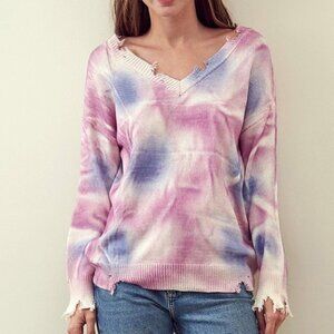 Tie Dye Distressed Lightweight Sweater!